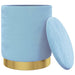 Hocker met opbergruimte rond fluweel 31 x 37 cm lichtblauw