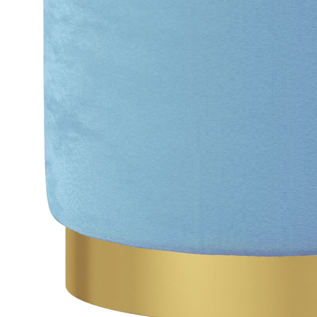 Hocker met opbergruimte rond fluweel 31 x 37 cm lichtblauw