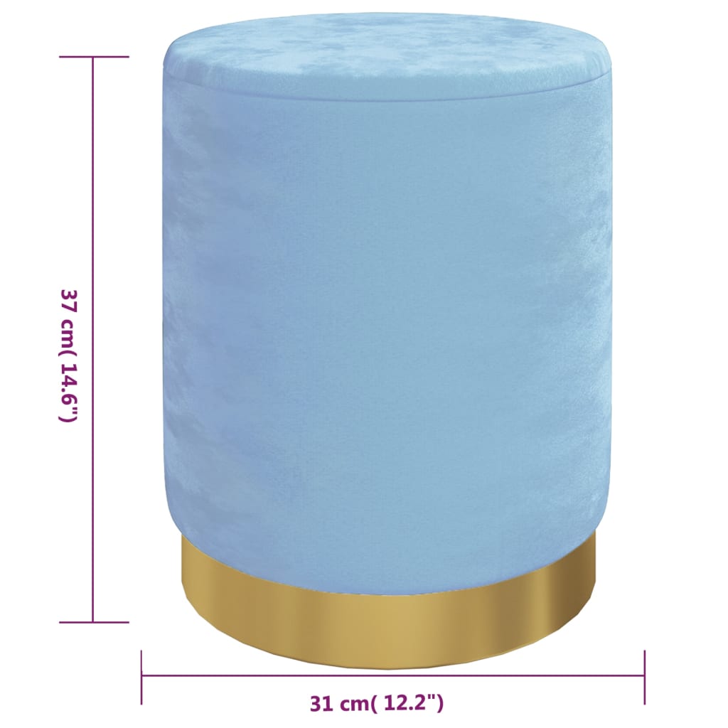 Hocker met opbergruimte rond fluweel 31 x 37 cm lichtblauw