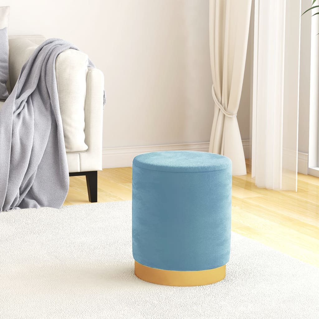 Hocker met opbergruimte rond fluweel 31 x 37 cm lichtblauw