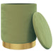 Hocker met opbergruimte rond fluweel 31 x 37 cm mosterdgroen