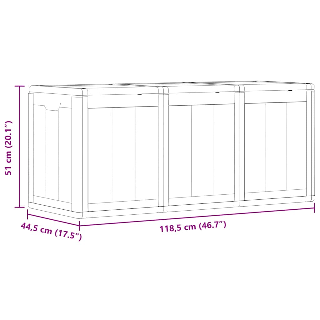 Tuinbox 270 L PP houtlook grijs
