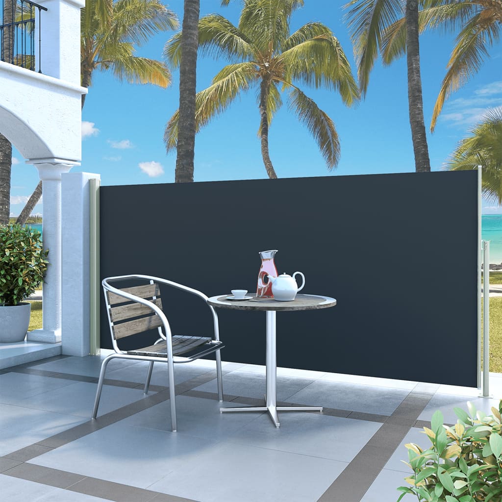 Tuinscherm Uittrekbaar 140X300 Cm Zwart 140 x 300 cm
