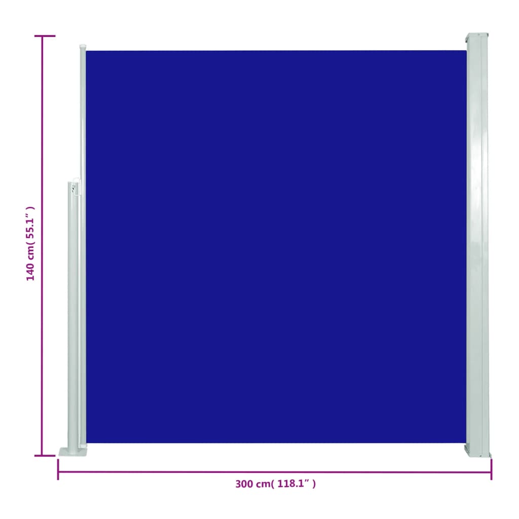 Tuinscherm Uittrekbaar 140X300 Cm Blauw 140 x 300 cm