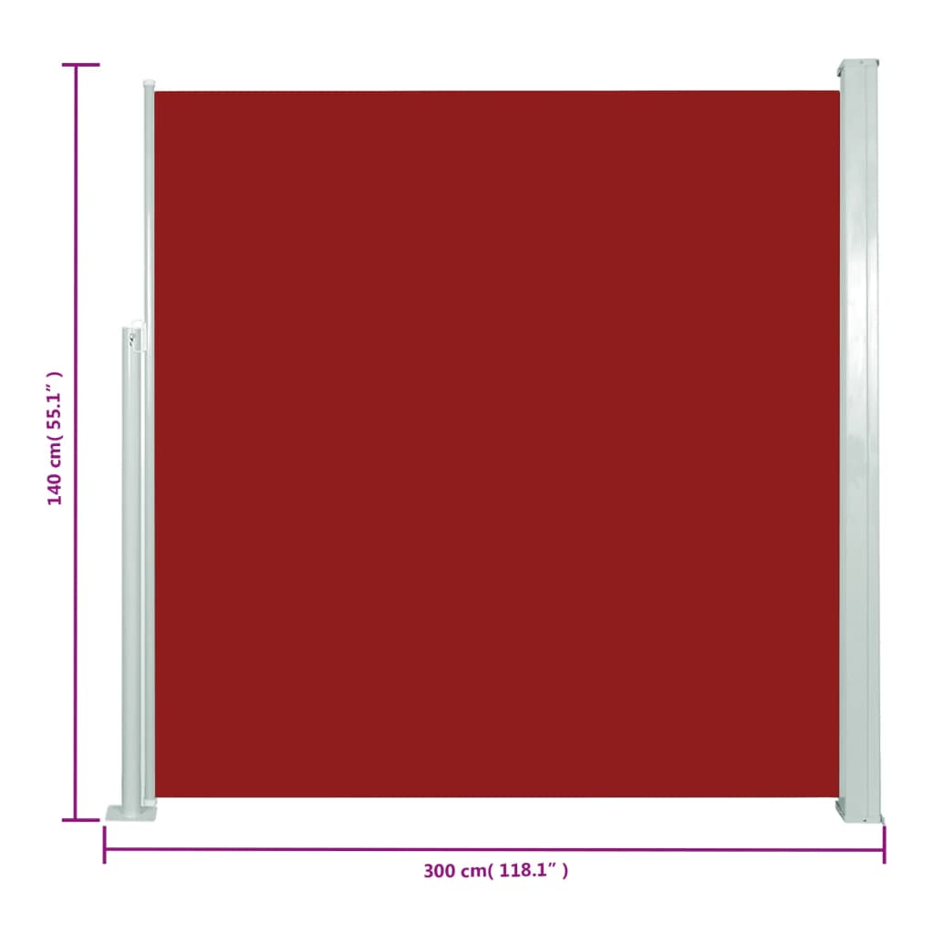 Tuinscherm Uittrekbaar 140X300 Cm Rood 140 x 300 cm