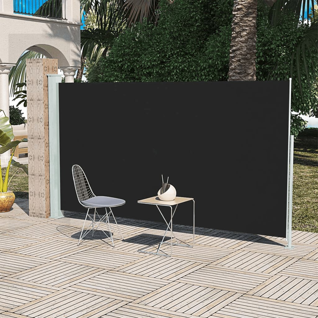 Tuinscherm Uittrekbaar 160X300 Cm Zwart 160 x 300 cm