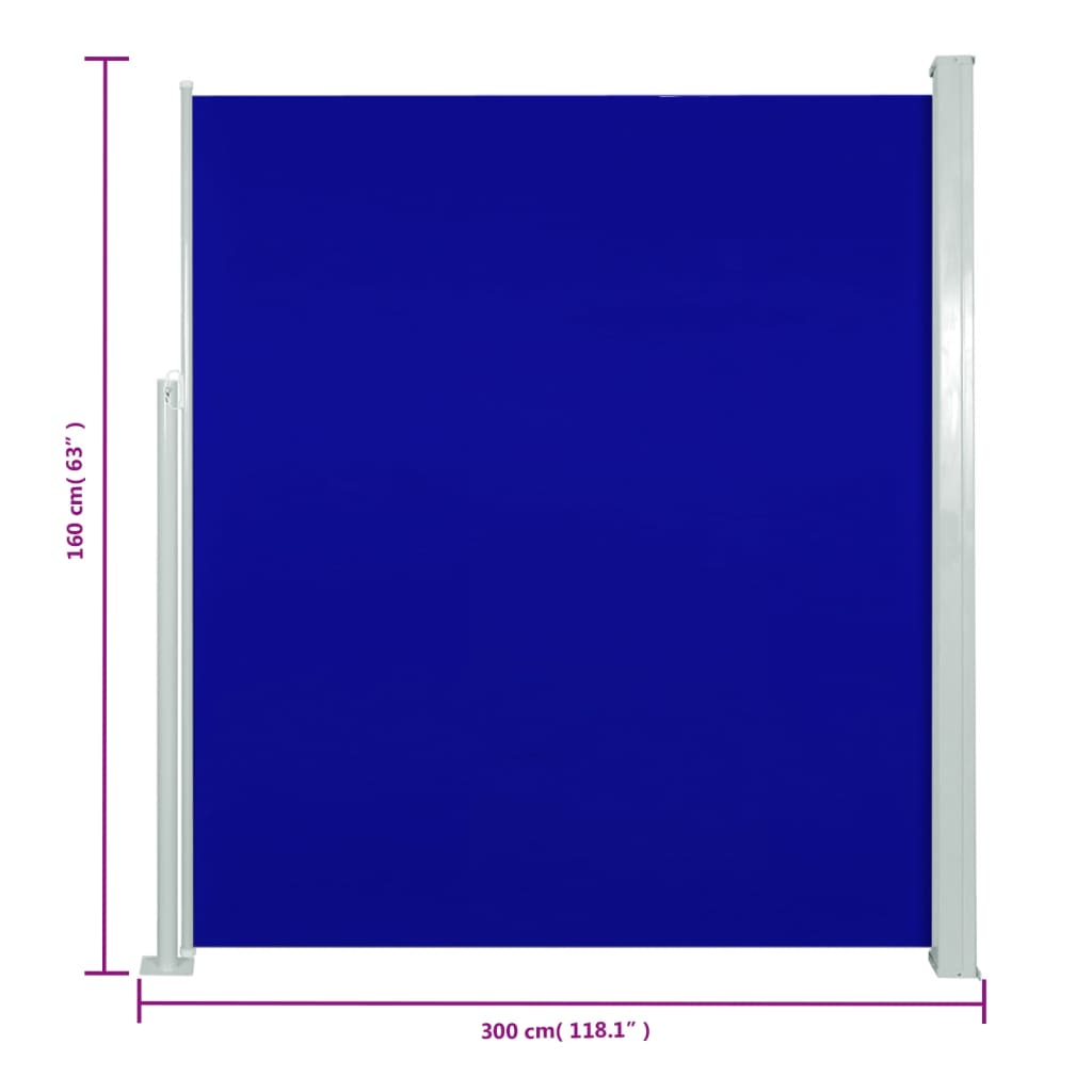 Tuinscherm Uittrekbaar 160X300 Cm Blauw 160 x 300 cm