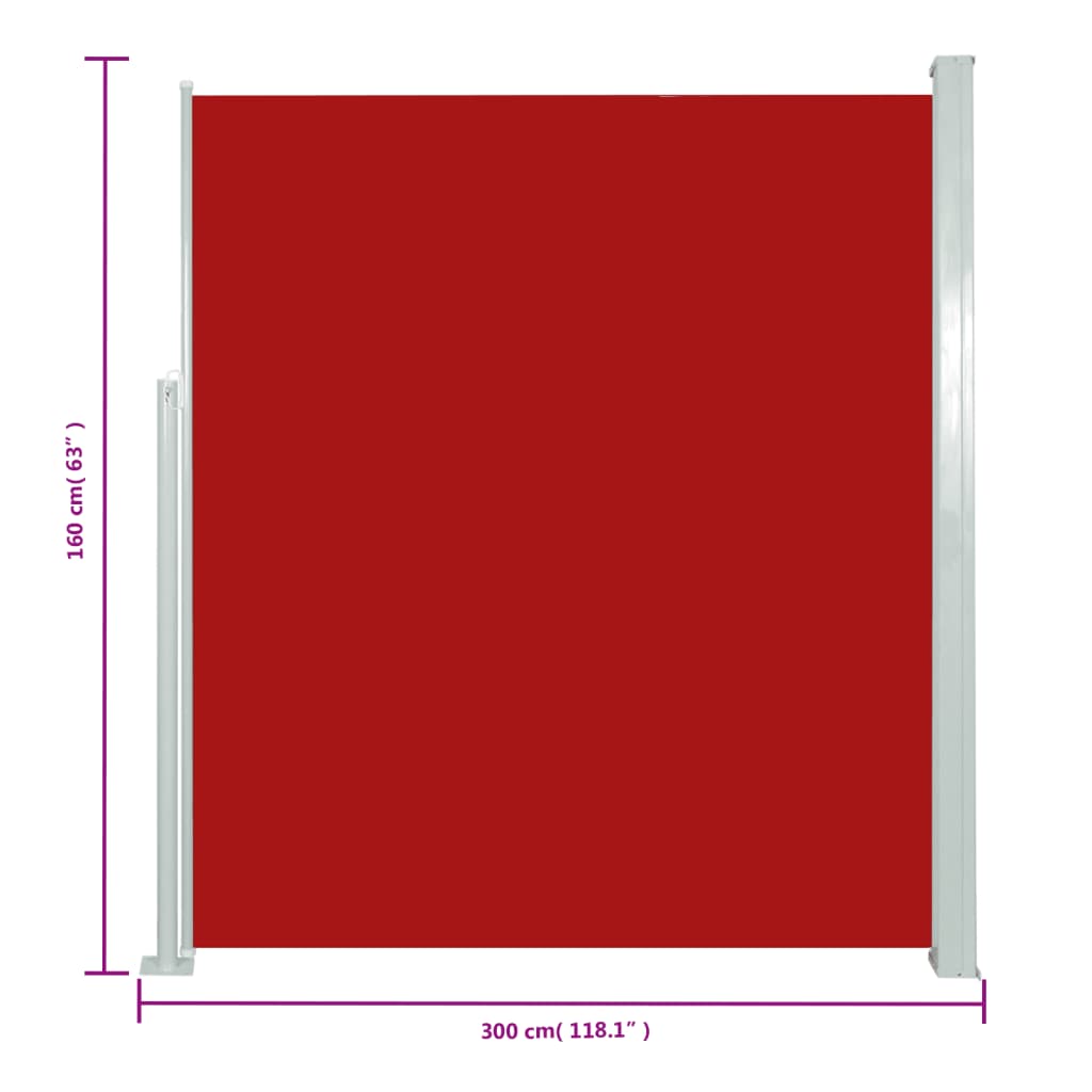 Tuinscherm Uittrekbaar 160X300 Cm Rood 160 x 300 cm