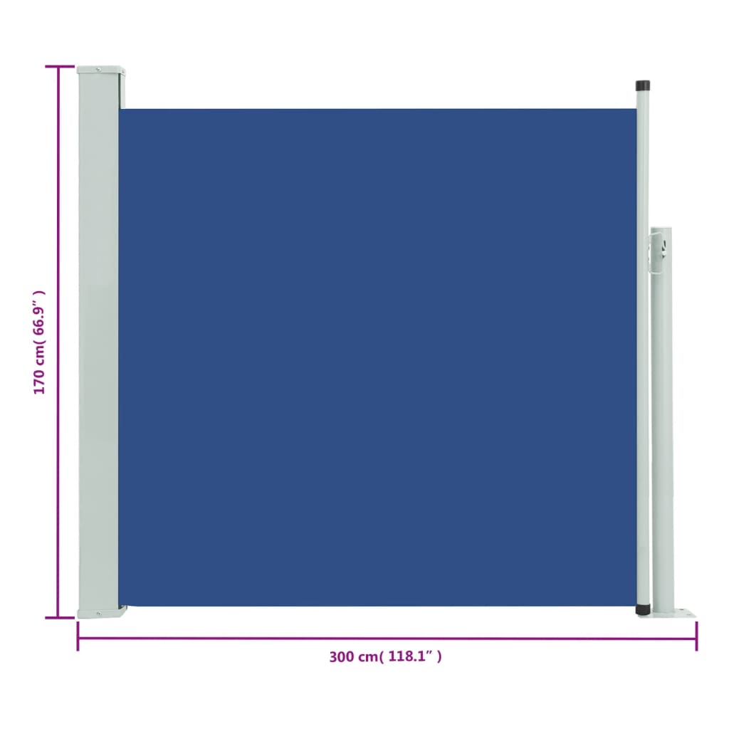 Tuinscherm Uittrekbaar 170X300 Cm Blauw 170 x 300 cm