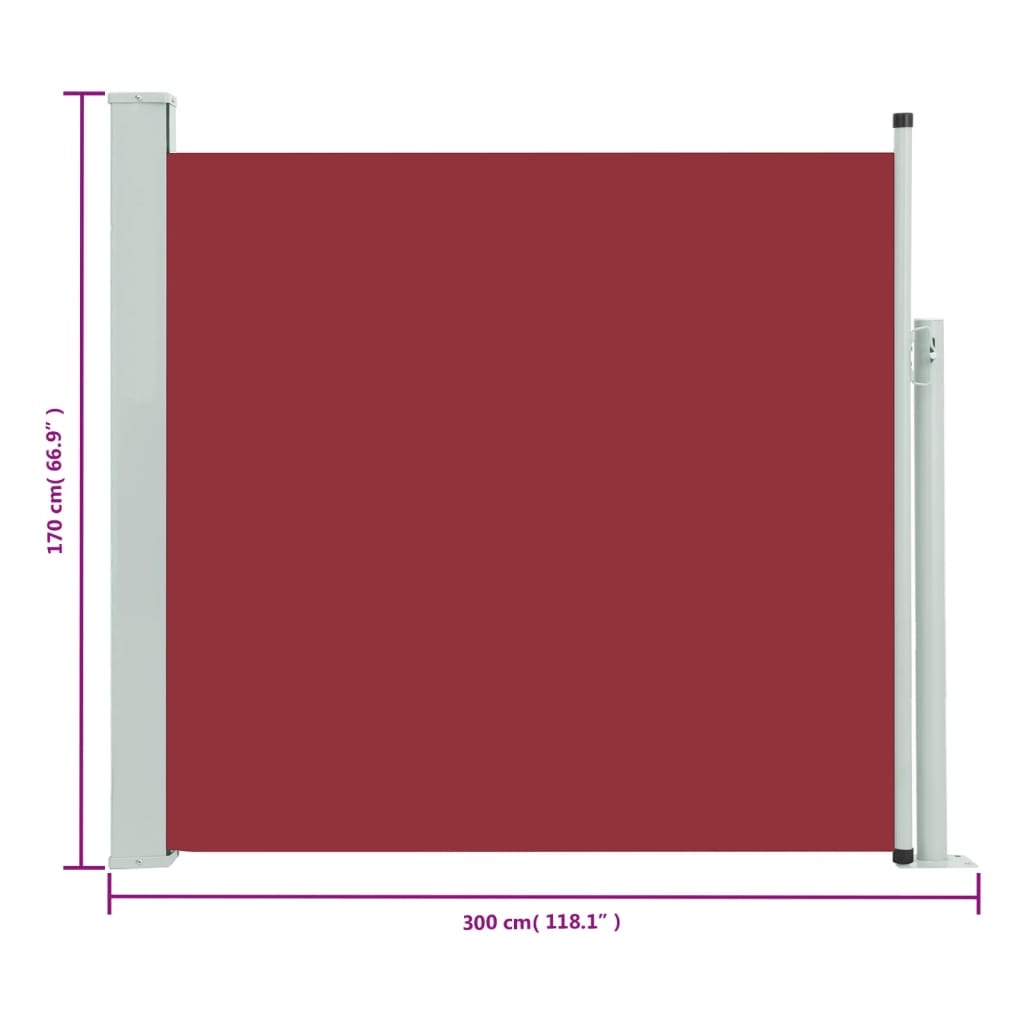 Tuinscherm Uittrekbaar 170X300 Cm Rood 170 x 300 cm