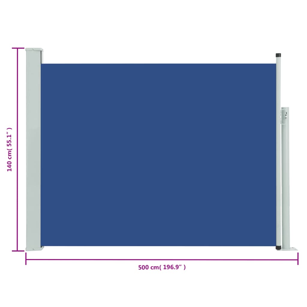 Tuinscherm Uittrekbaar 140X500 Cm Blauw 140 x 500 cm