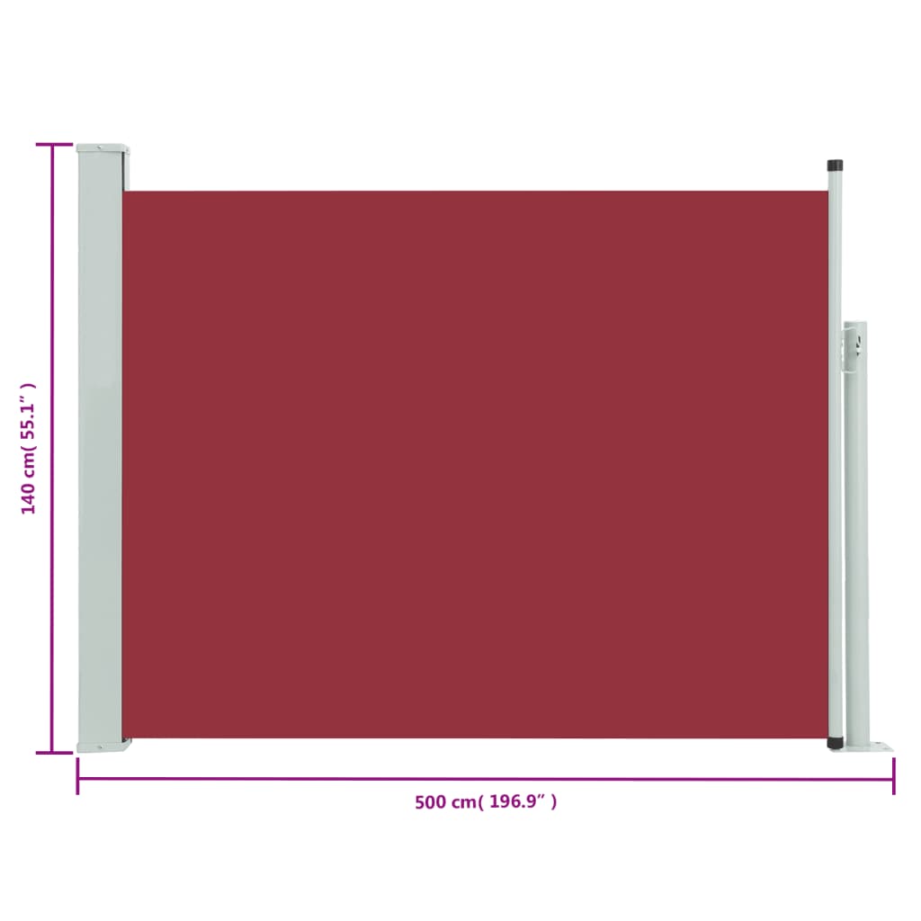 Tuinscherm Uittrekbaar 140X500 Cm Rood 140 x 500 cm