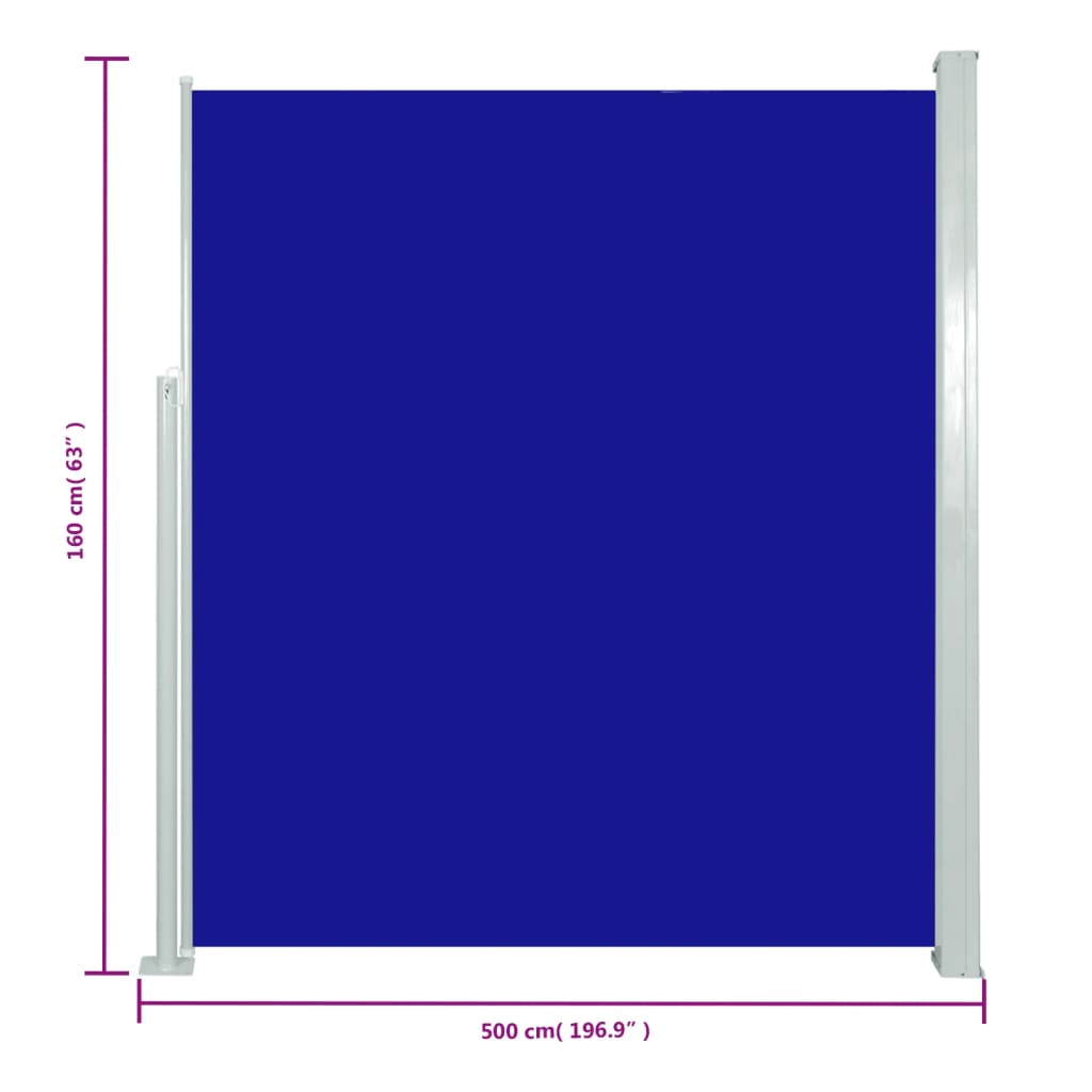 Tuinscherm Uittrekbaar 160X500 Cm Blauw 160 x 500 cm