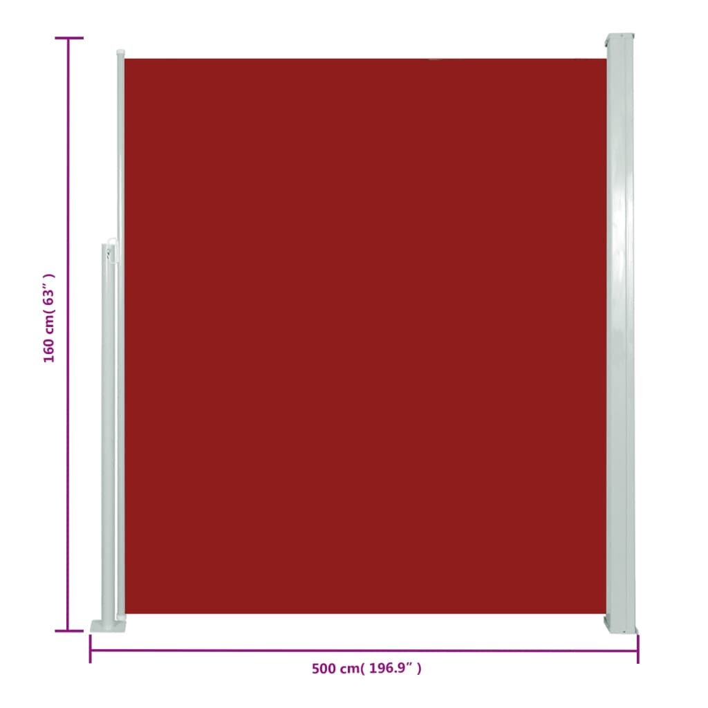 Tuinscherm Uittrekbaar 160X500 Cm Rood 160 x 500 cm