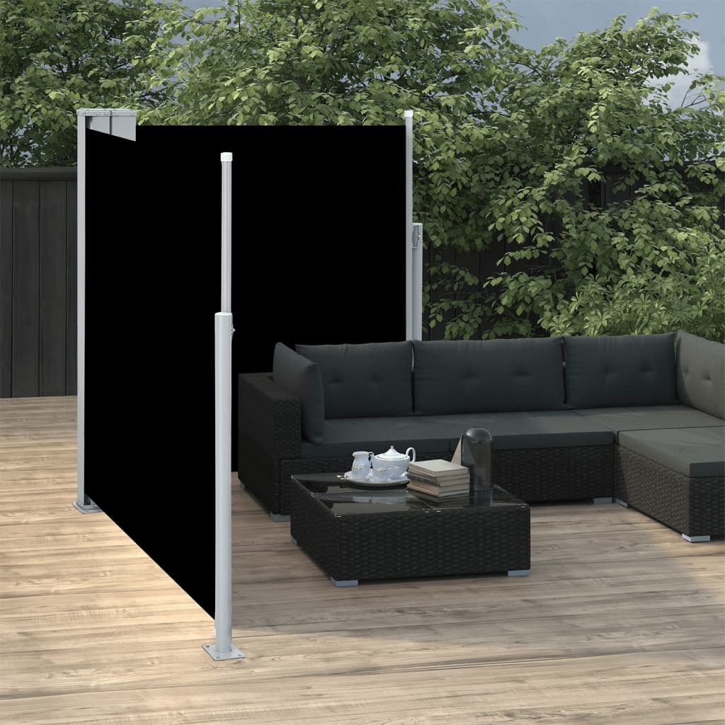 Tuinscherm Uittrekbaar 140X600 Cm Zwart 140 x 600 cm