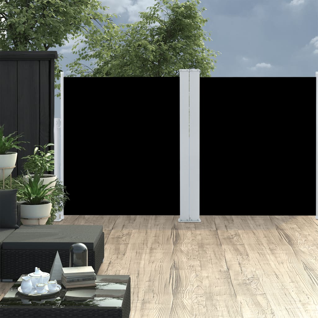 Tuinscherm Uittrekbaar 140X600 Cm Zwart 140 x 600 cm