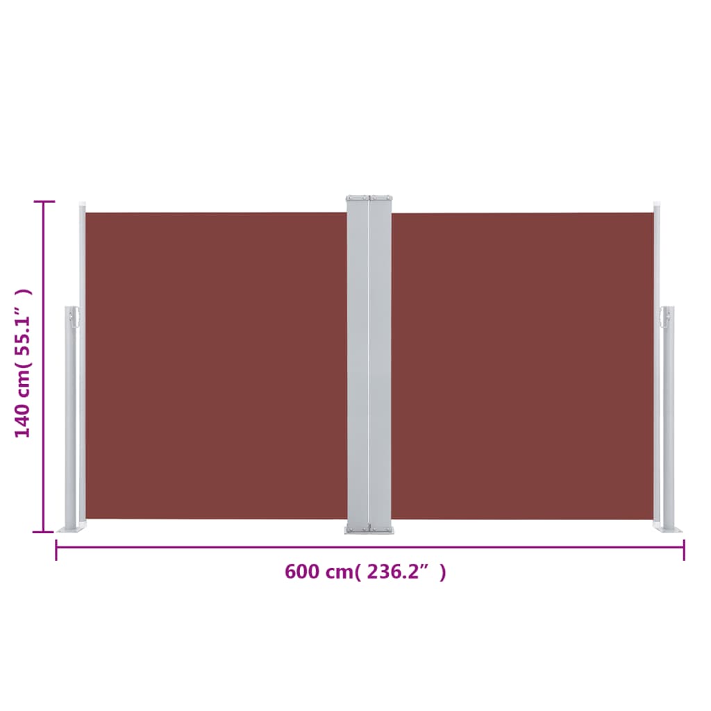Tuinscherm Uittrekbaar 140X600 Cm Bruin 140 x 600 cm