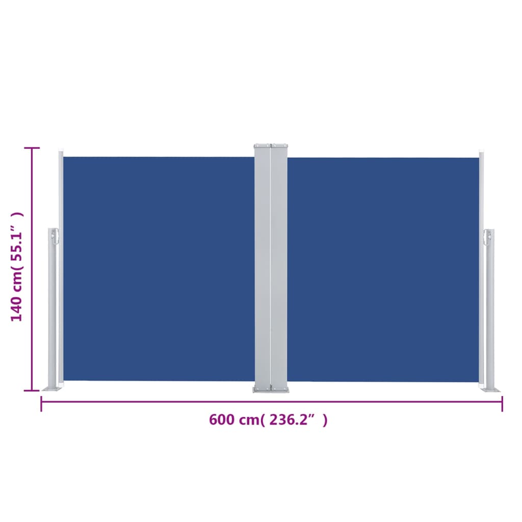 Tuinscherm Uittrekbaar 140X600 Cm Blauw 140 x 600 cm