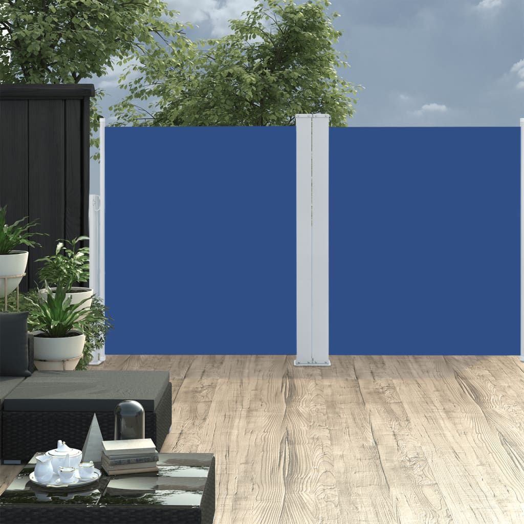 Tuinscherm Uittrekbaar 140X600 Cm Blauw 140 x 600 cm