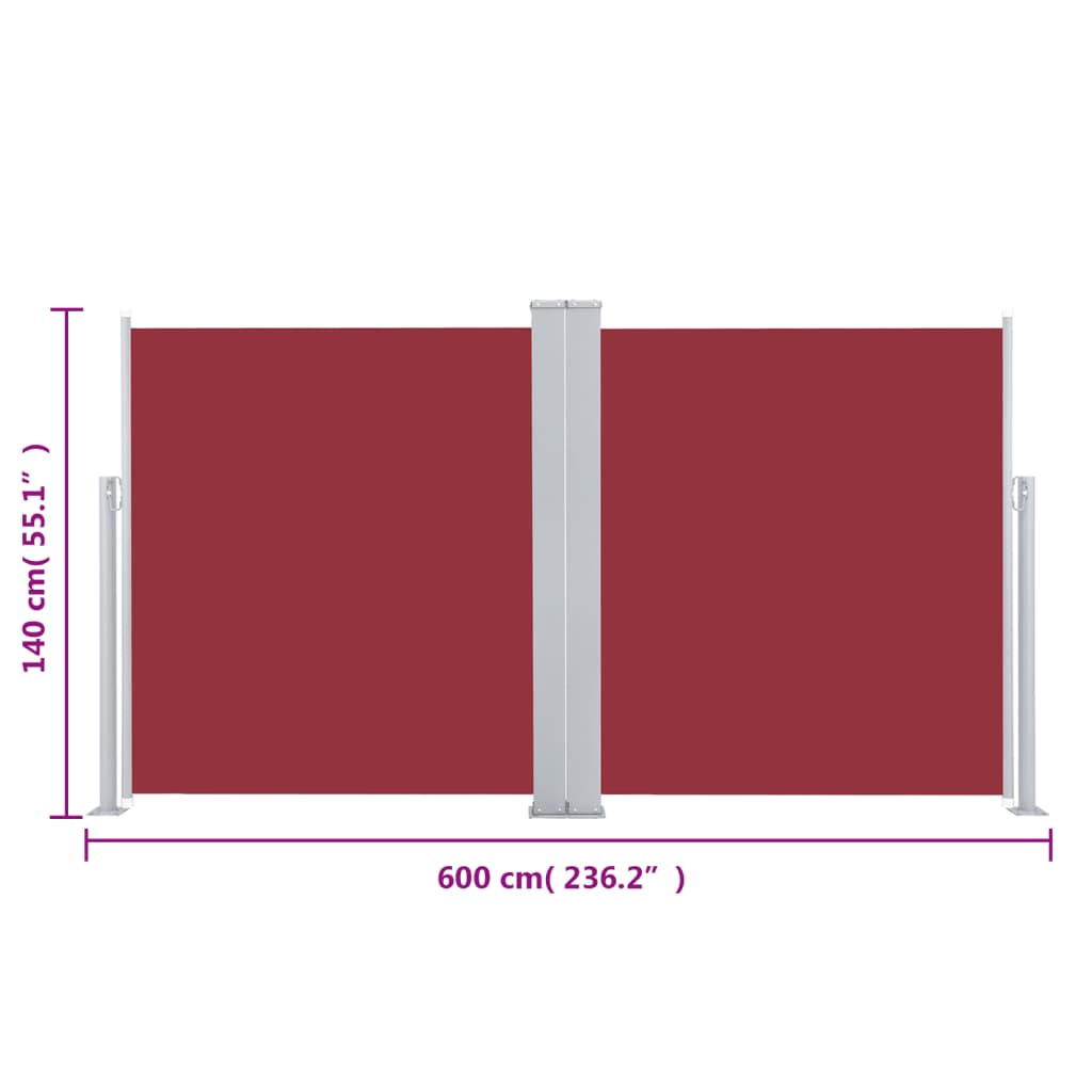 Tuinscherm Uittrekbaar 140X600 Cm Rood 140 x 600 cm
