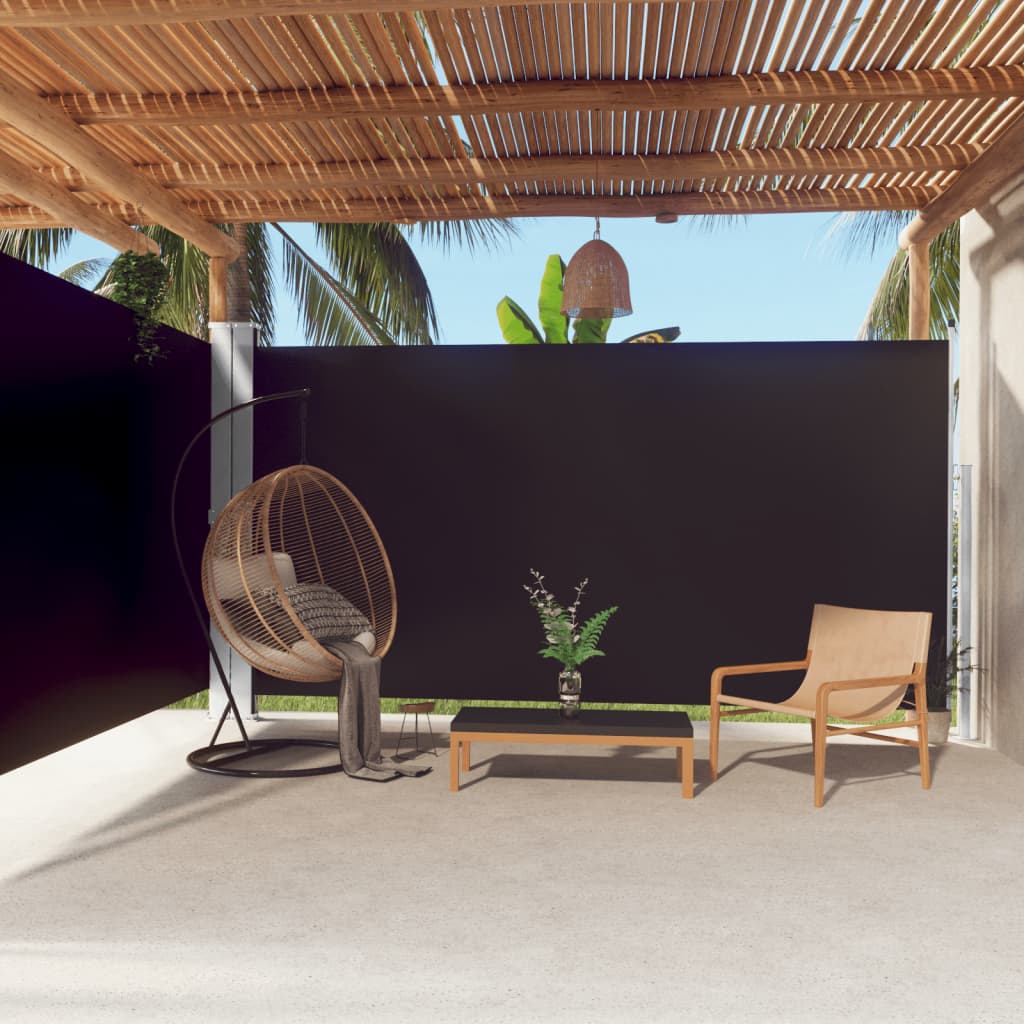 Tuinscherm Uittrekbaar 200X600 Cm Zwart 200 x 600 cm