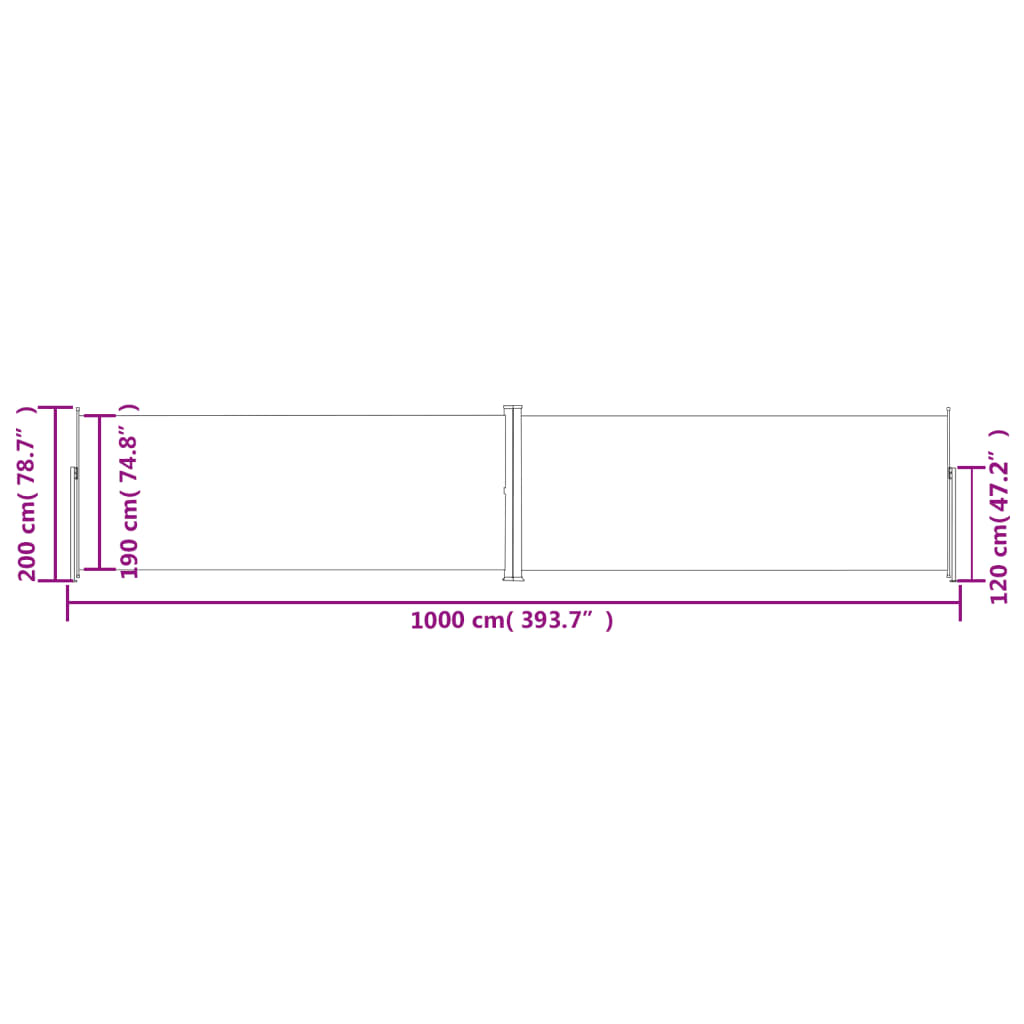 Tuinscherm Uittrekbaar 200X1000 Cm Crèmekleurig 200 x 1000 cm