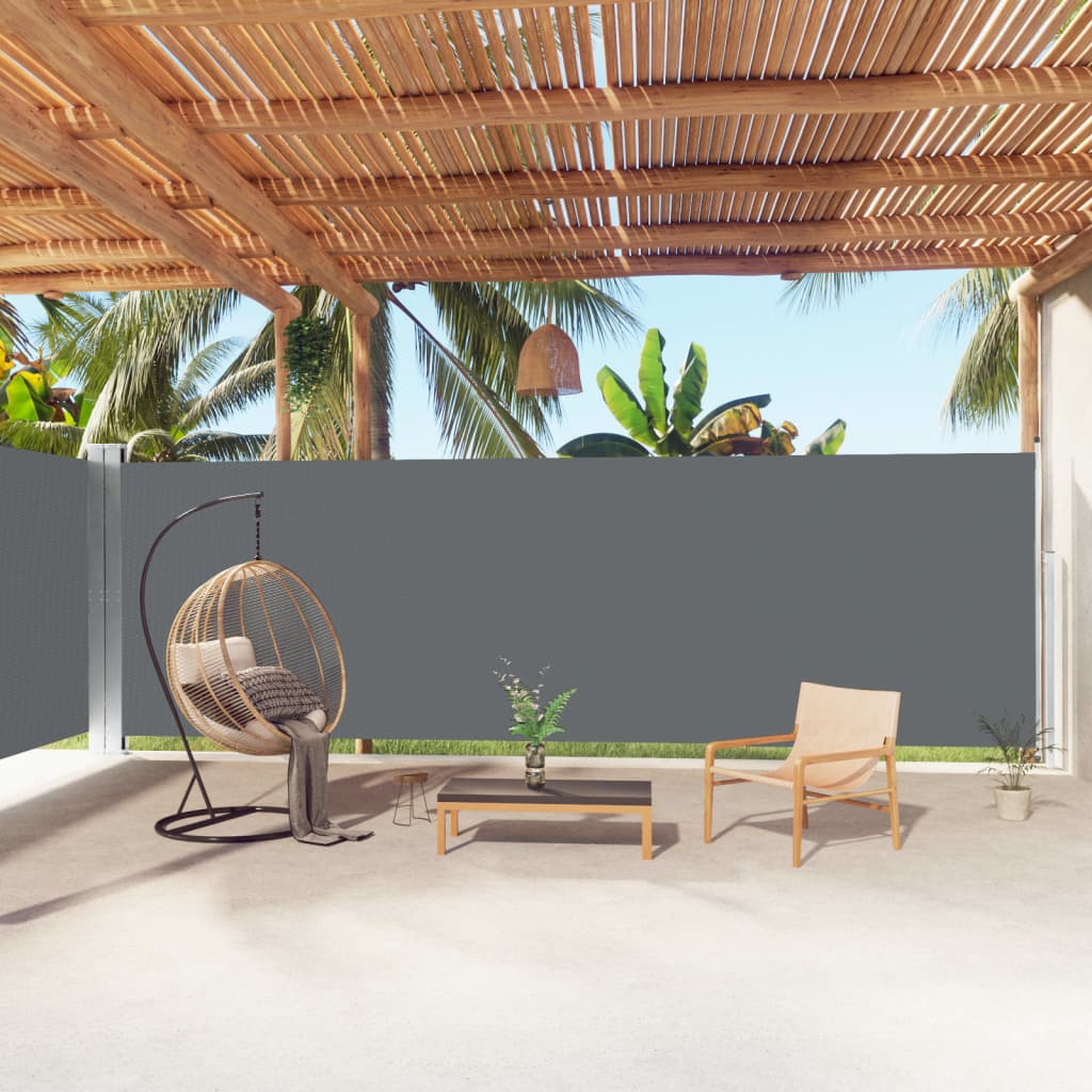 Tuinscherm Uittrekbaar 200X1000 Cm Antracietkleurig 200 x 1000 cm