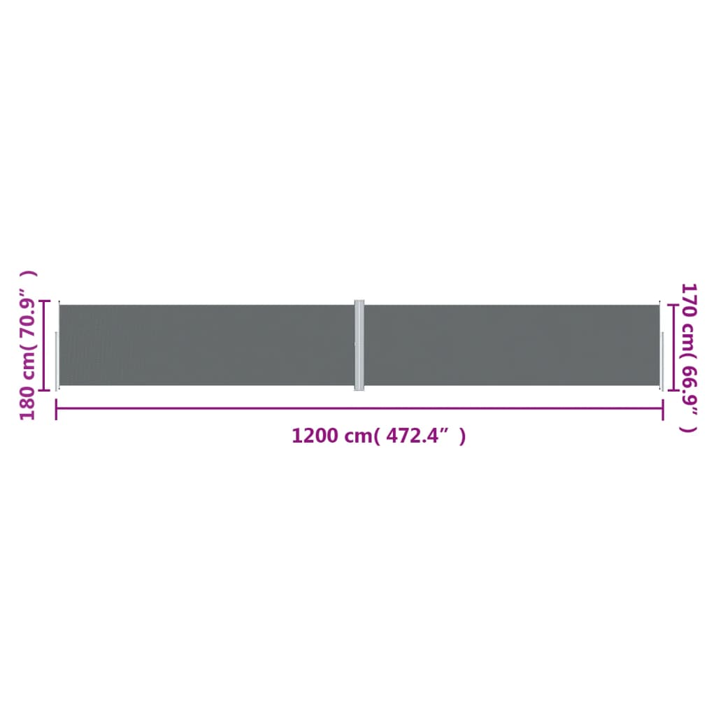 Tuinscherm Uittrekbaar 180X1200 Cm Antracietkleurig 180 x 1200 cm