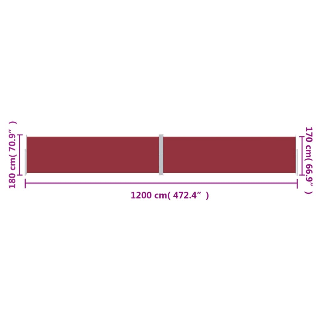 Tuinscherm Uittrekbaar 180X1200 Cm Rood 180 x 1200 cm