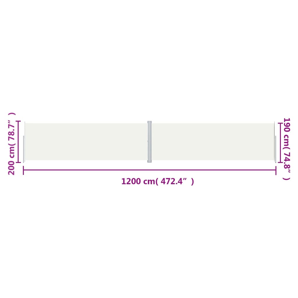 Tuinscherm Uittrekbaar 200X1200 Cm Crèmekleurig 200 x 1200 cm