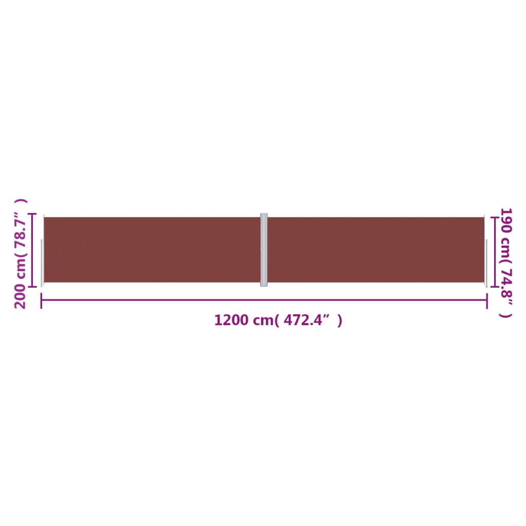 Tuinscherm Uittrekbaar 200X1200 Cm Bruin 200 x 1200 cm