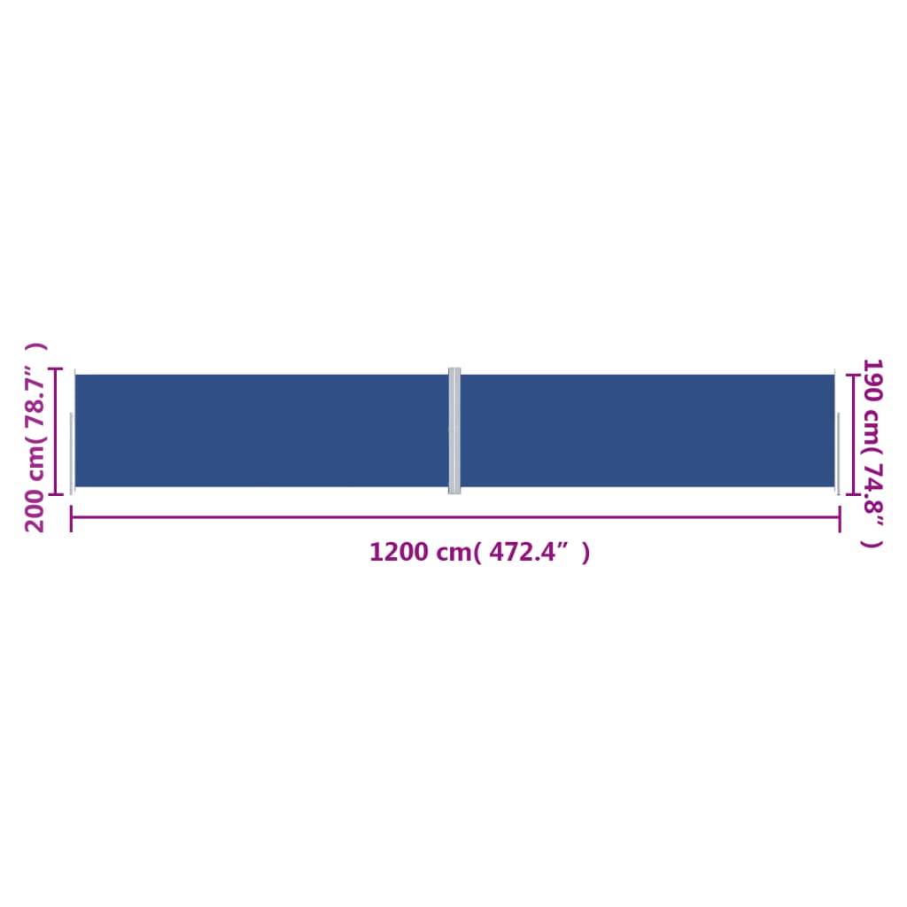 Tuinscherm Uittrekbaar 200X1200 Cm Blauw 200 x 1200 cm