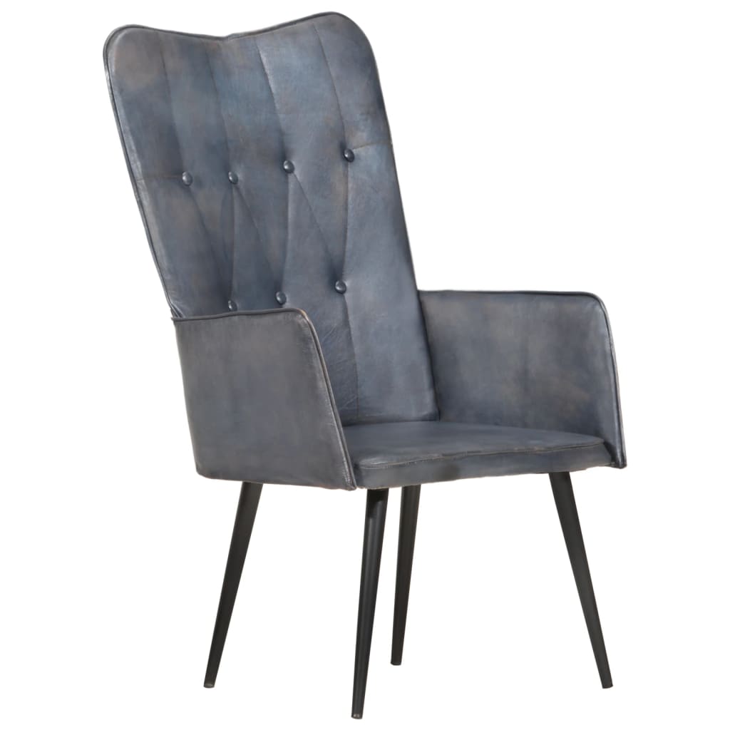 Fauteuil echt leer grijs