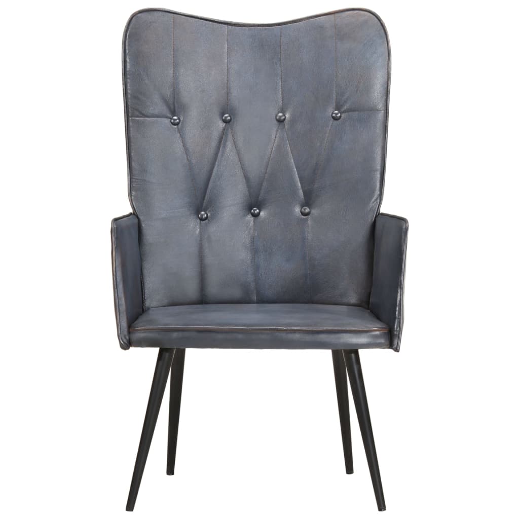 Fauteuil echt leer grijs