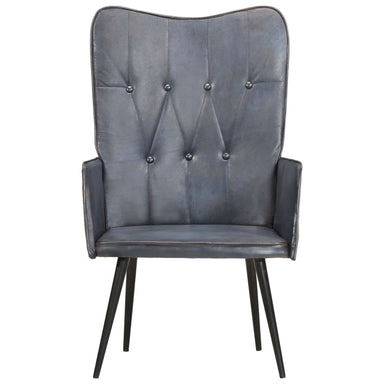Fauteuil echt leer grijs