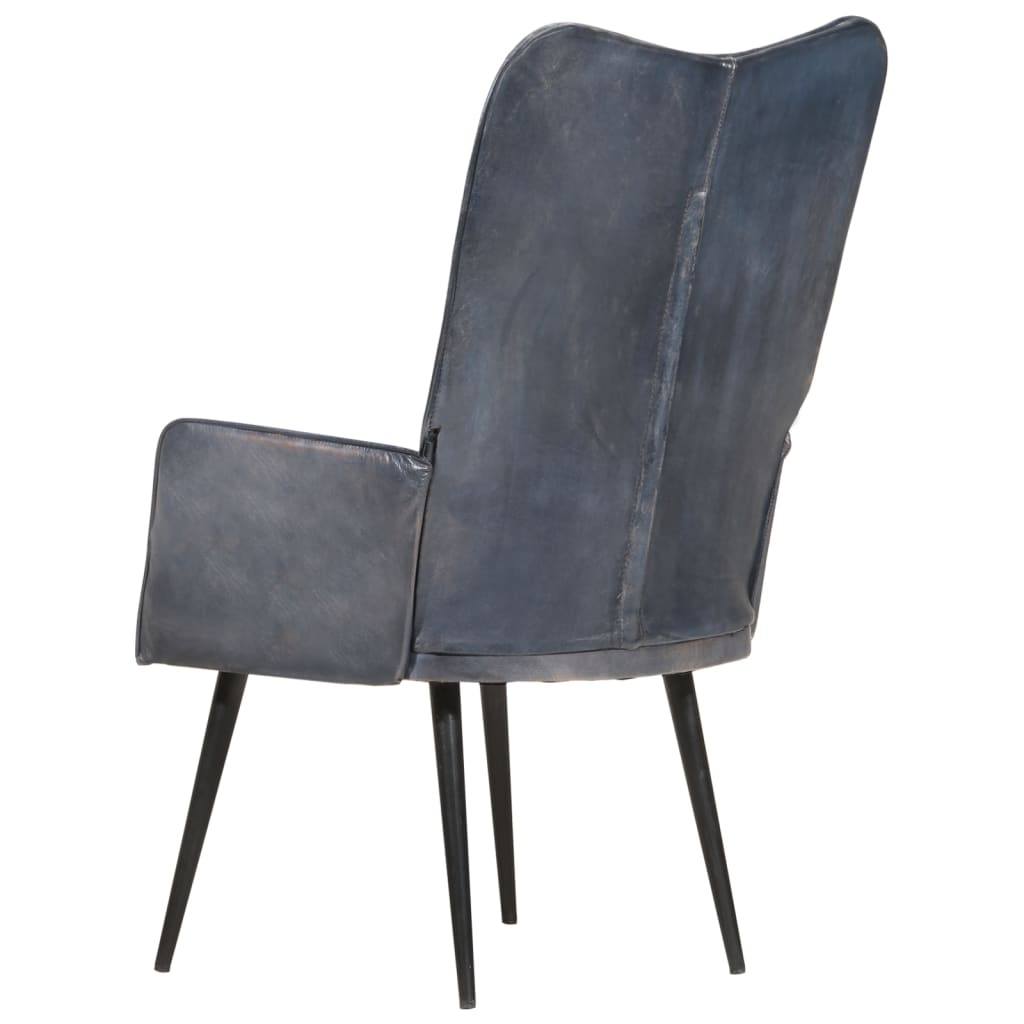 Fauteuil echt leer grijs