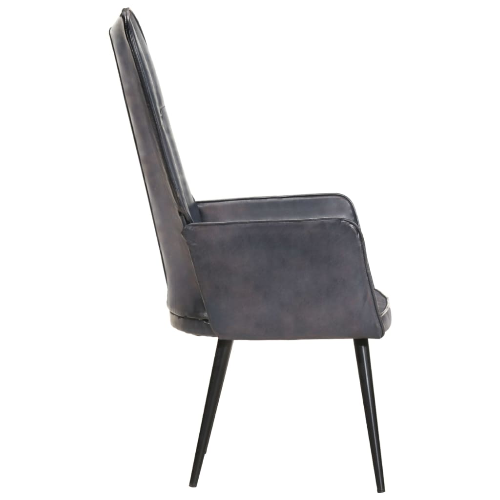 Fauteuil echt leer grijs