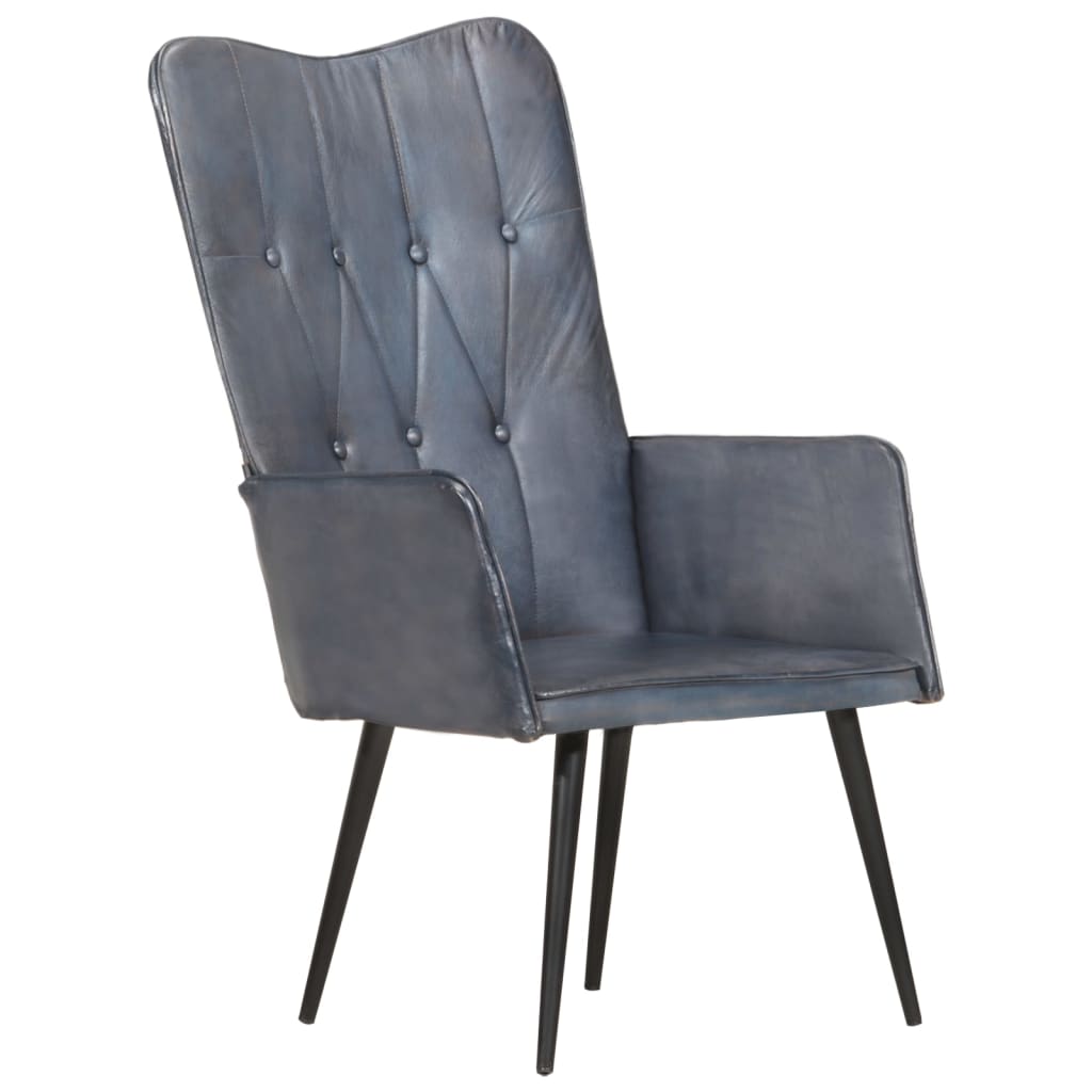 Fauteuil echt leer grijs