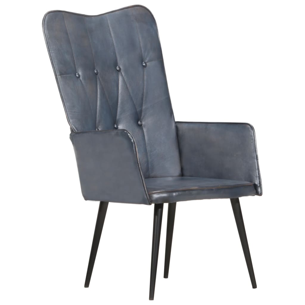 Fauteuil echt leer grijs
