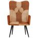 Fauteuil echt leer bruin en crèmekleurig