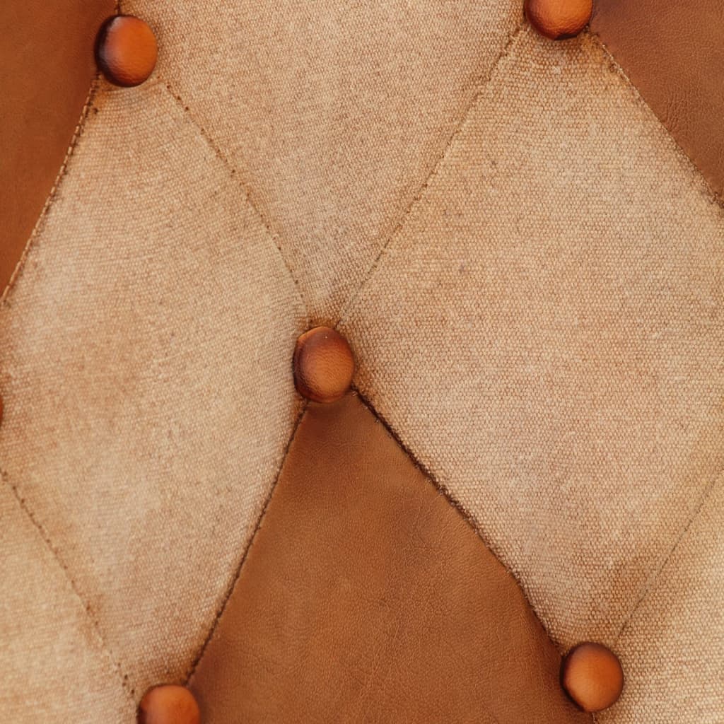Fauteuil echt leer bruin en crèmekleurig