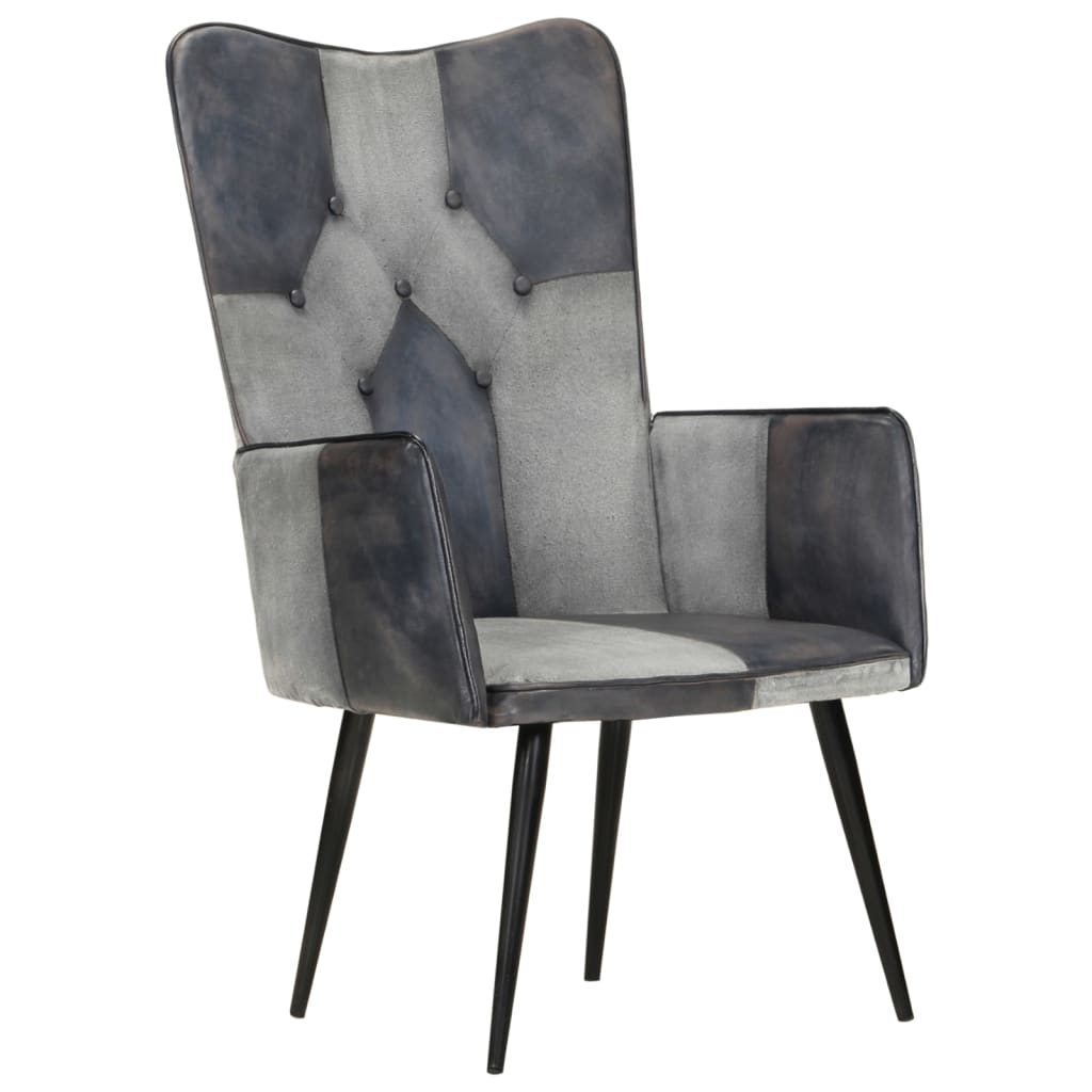 Fauteuil echt leer grijs
