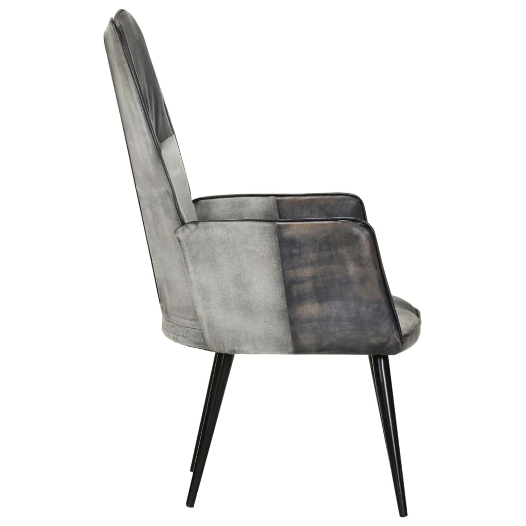 Fauteuil echt leer grijs
