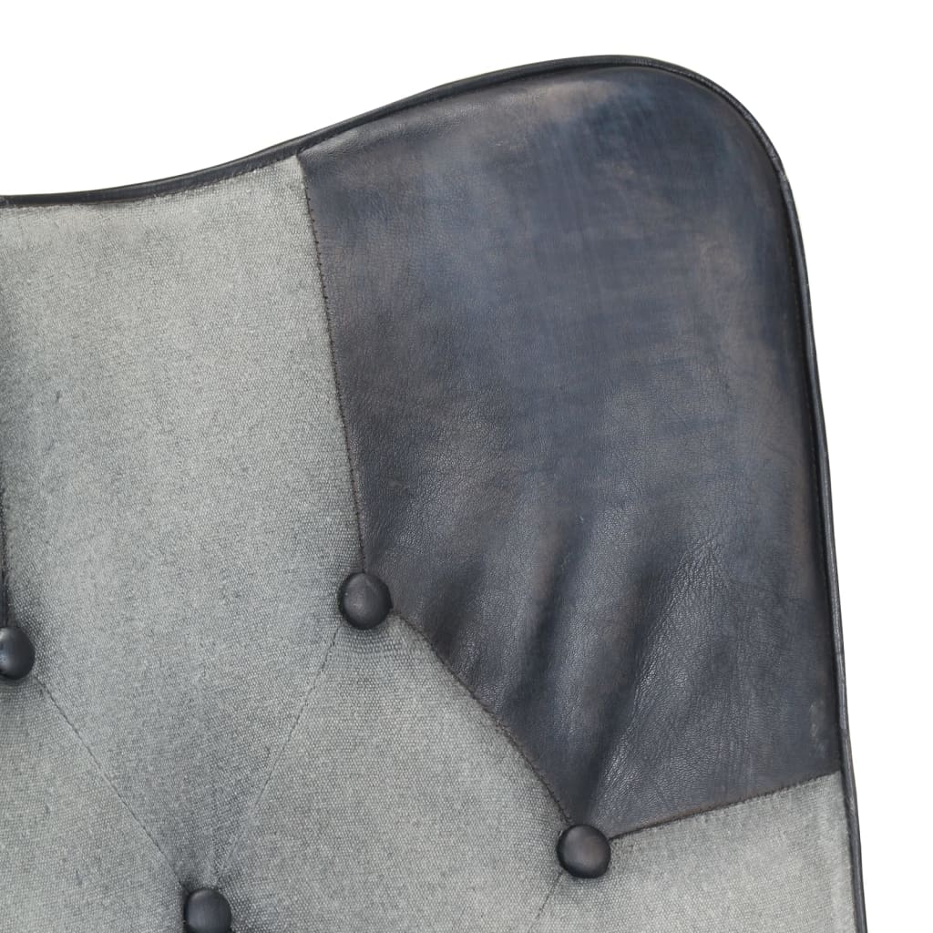 Fauteuil echt leer grijs