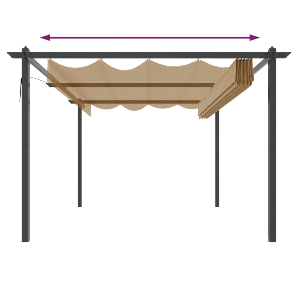 Tuinprieel met uittrekbaar dak 4x3 m taupe