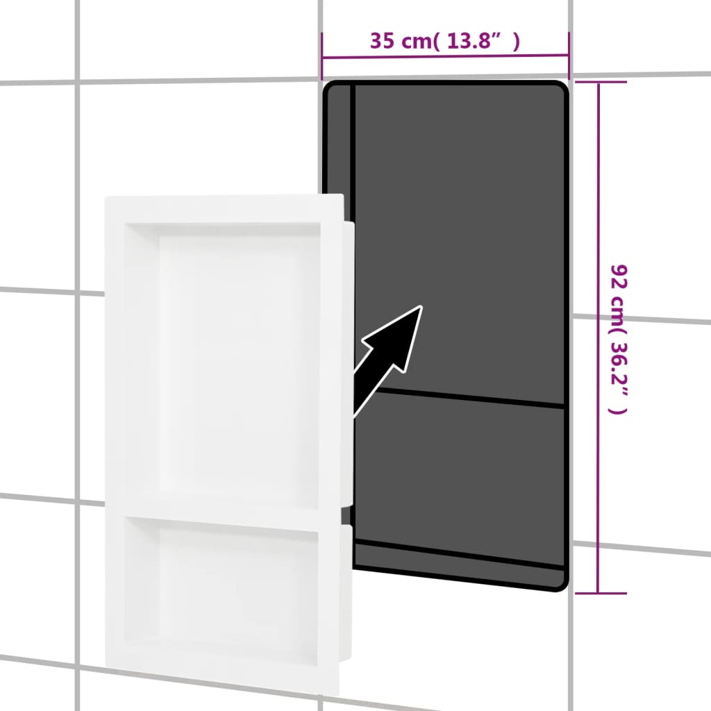 Douchenis met 2 vakken 41x69x9 cm hoogglans wit