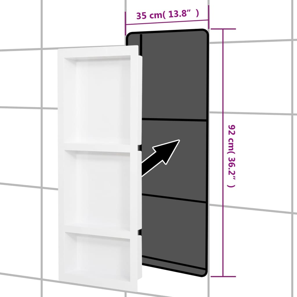 Douchenis met 3 vakken 41x99x9 cm hoogglans wit