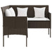 Loungebank met kussens L-vormig poly rattan bruin