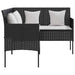 Loungebank met kussens L-vormig poly rattan zwart