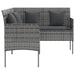 Loungebank met kussens L-vormig poly rattan grijs
